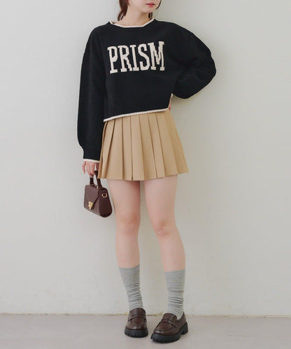 拼色條紋標誌針織衫