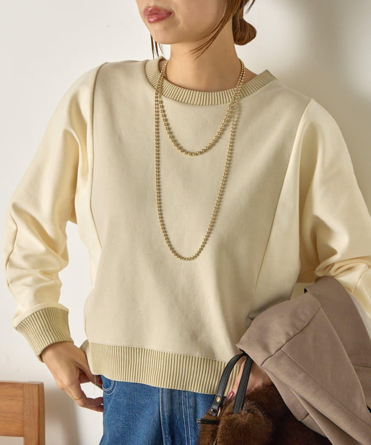 拼色蝙蝠袖箱型T恤