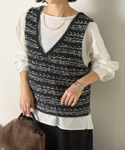 推文風格馬甲套裝襯衫