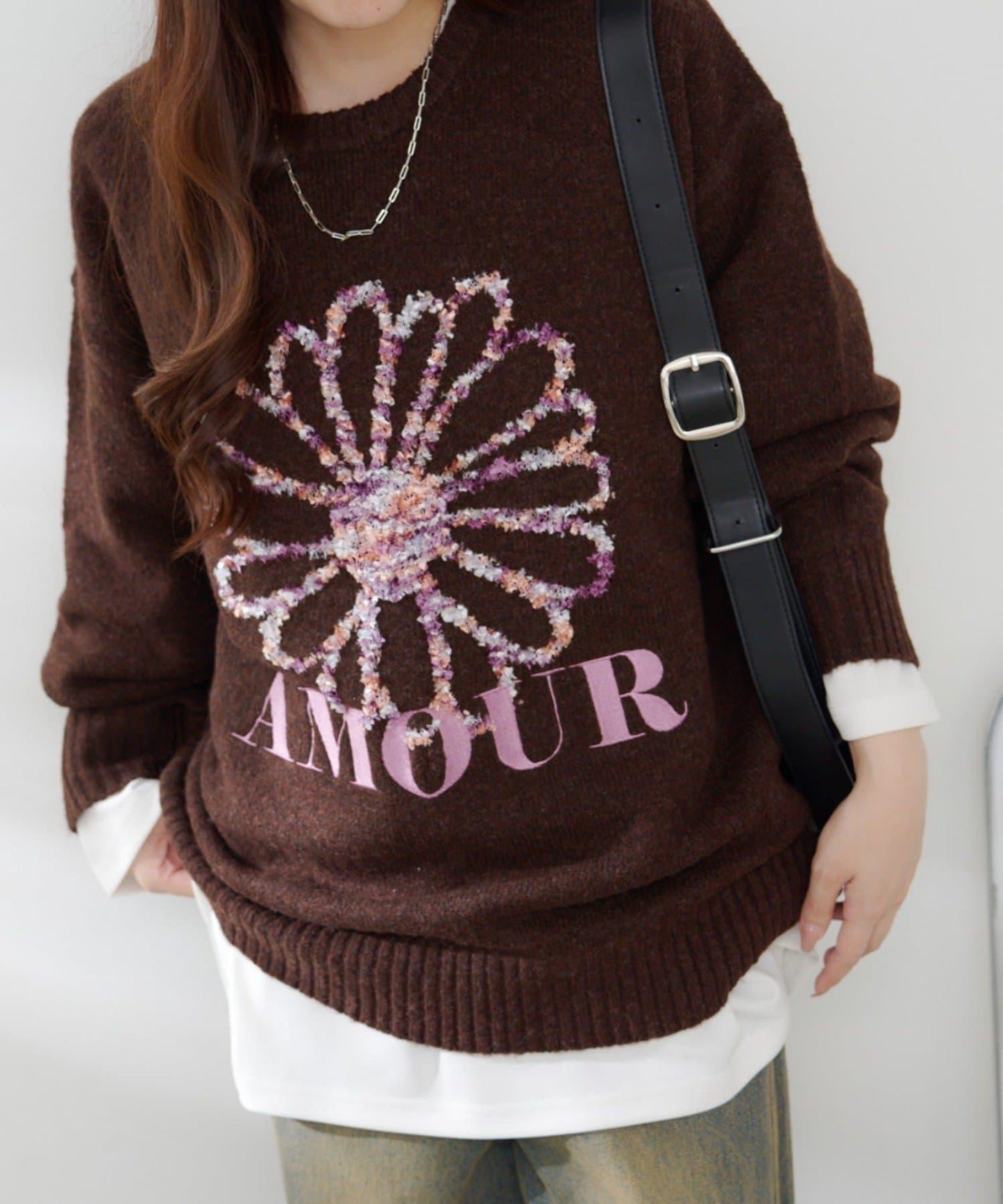 花卉提花針織衫