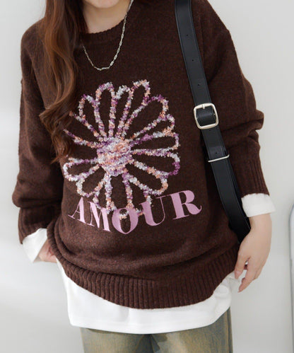 花卉提花針織衫