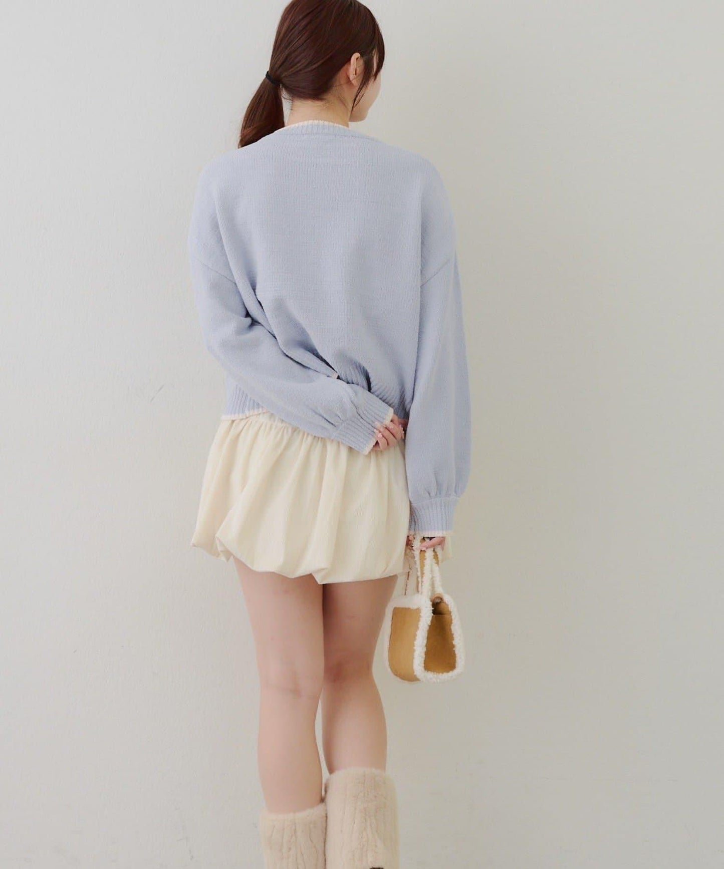 拼色條紋標誌針織衫