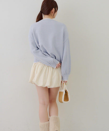 拼色條紋標誌針織衫