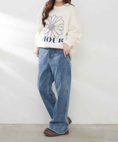 花卉提花針織衫