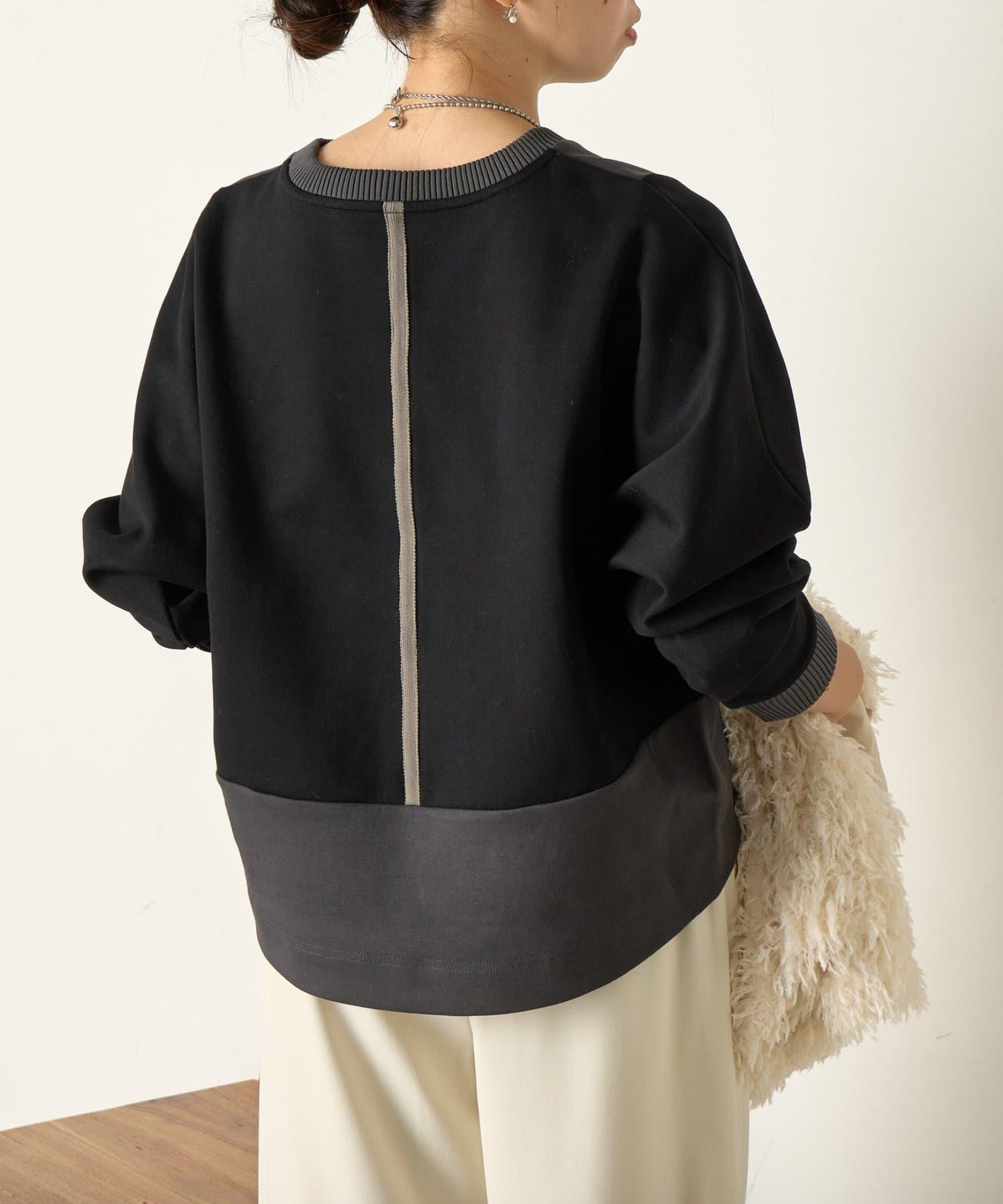 拼色蝙蝠袖箱型T恤