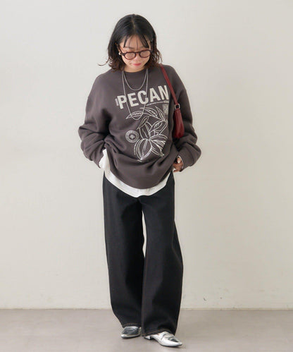 【NUNIFE】圖案刺繡加絨衛衣