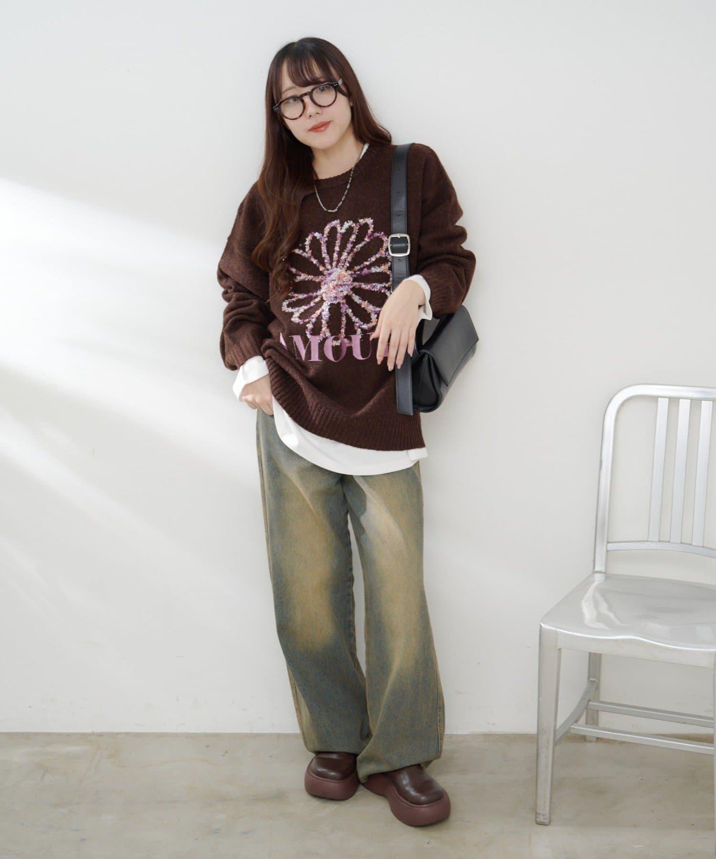 花卉提花針織衫