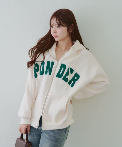 大LOGO拉鍊連帽衛衣