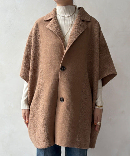 可雙面穿羊羔絨拉鍊斗篷大衣