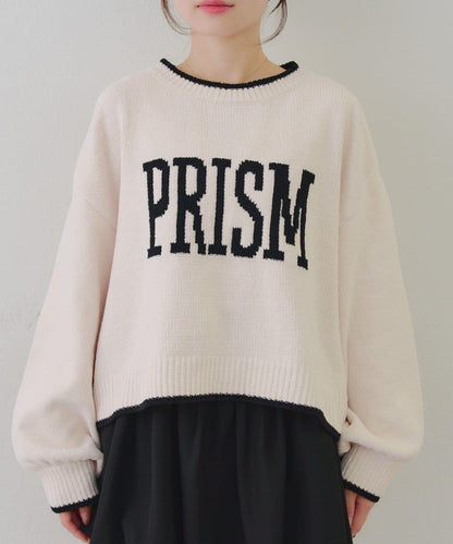 拼色條紋標誌針織衫