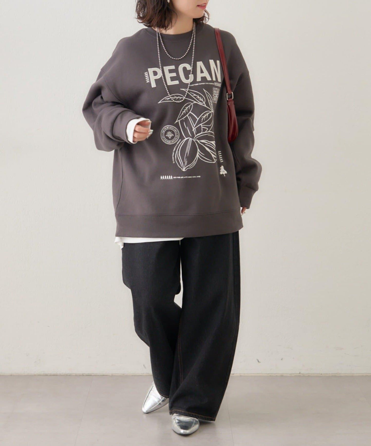 【NUNIFE】圖案刺繡加絨衛衣