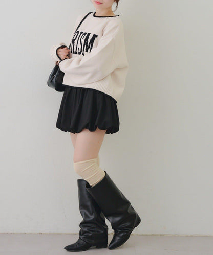 拼色條紋標誌針織衫