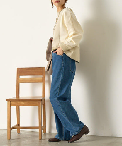 拼色蝙蝠袖箱型T恤