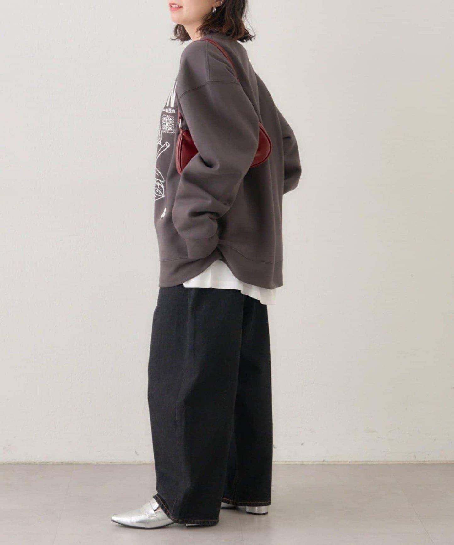 【NUNIFE】圖案刺繡加絨衛衣