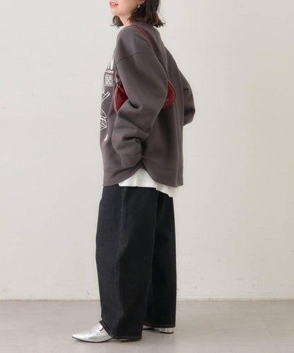 【NUNIFE】圖案刺繡加絨衛衣