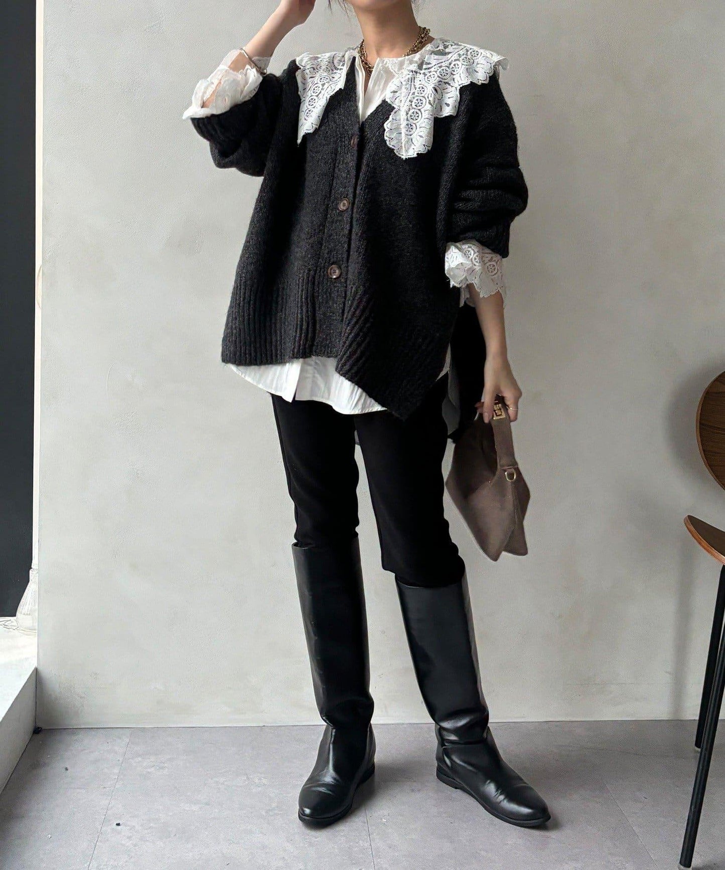 寬鬆版型V領針織開衫