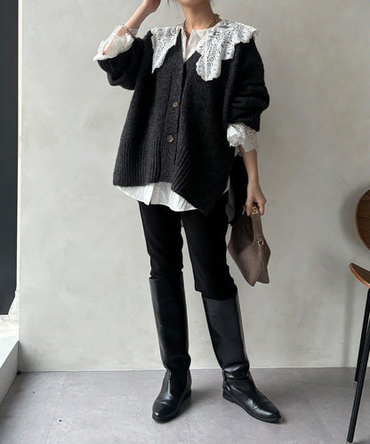 寬鬆版型V領針織開衫