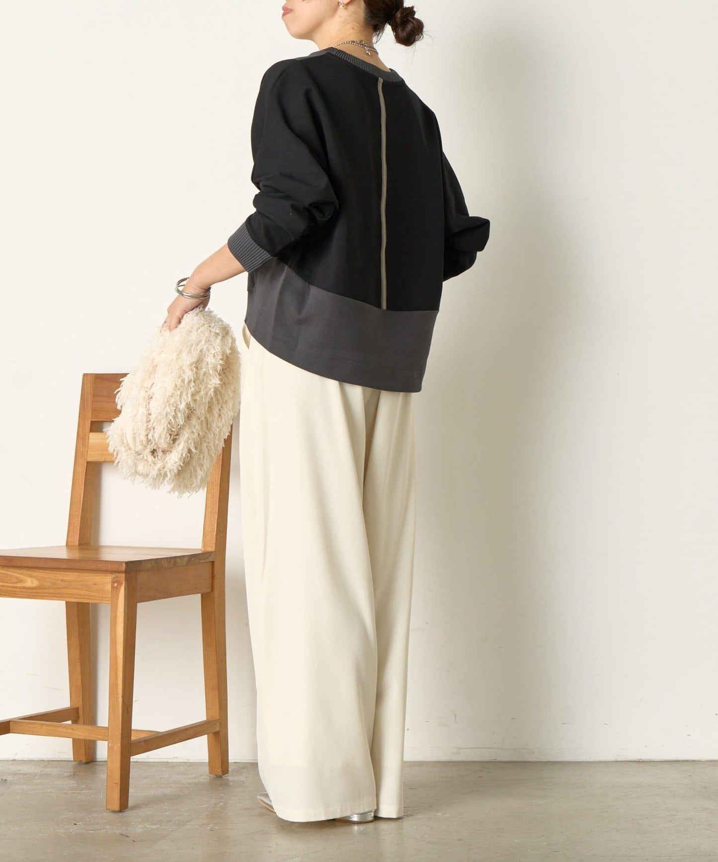 拼色蝙蝠袖箱型T恤