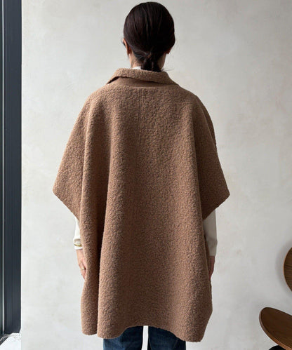 可雙面穿羊羔絨拉鍊斗篷大衣