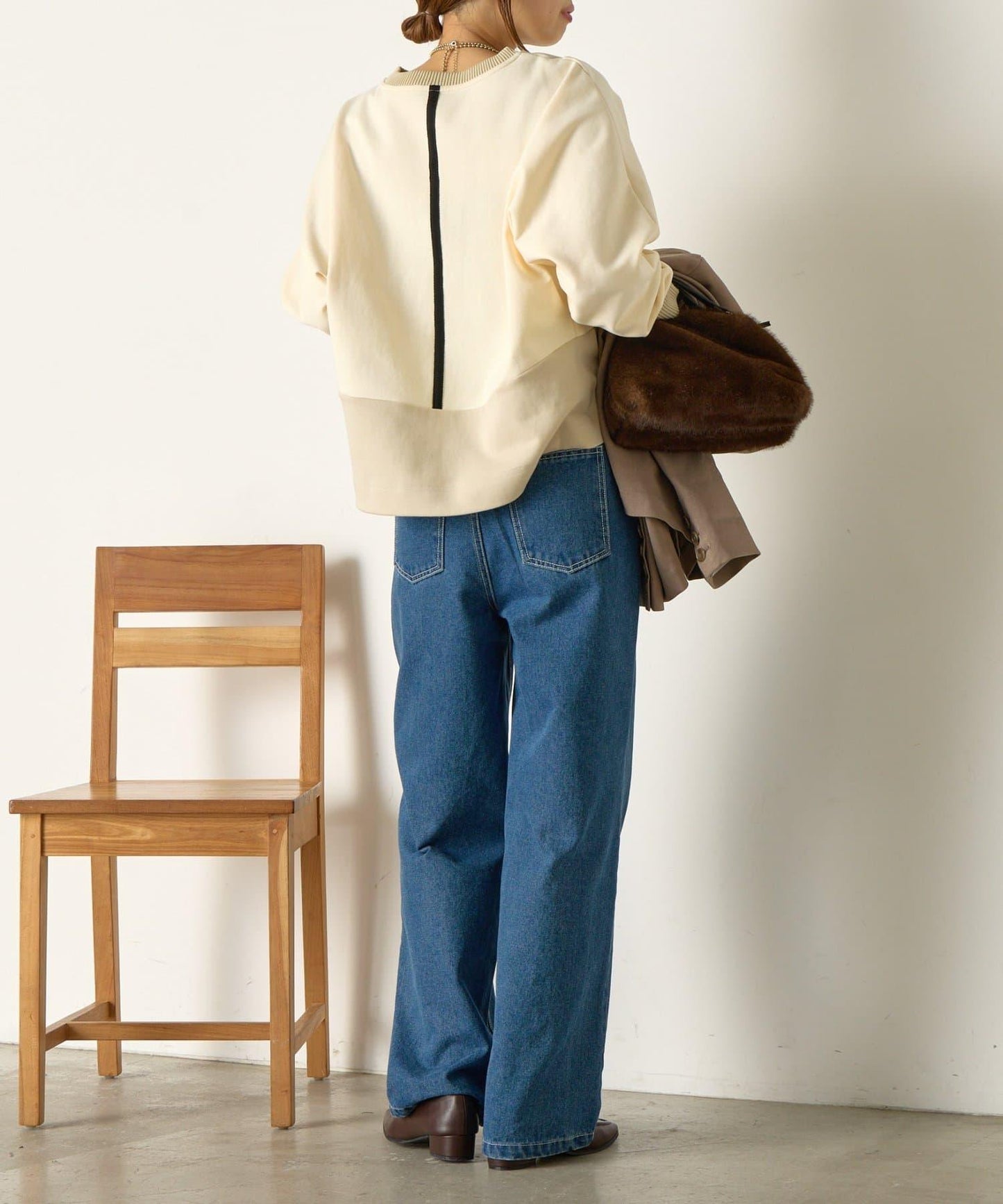 拼色蝙蝠袖箱型T恤