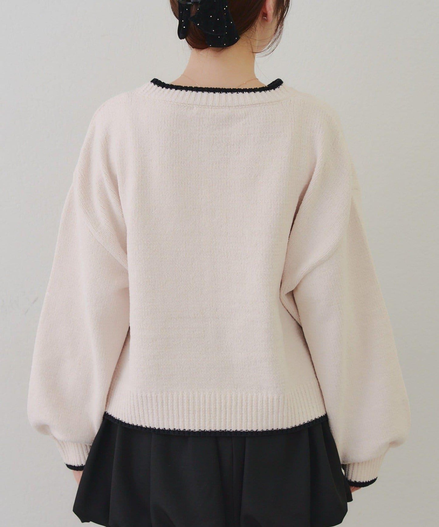 拼色條紋標誌針織衫