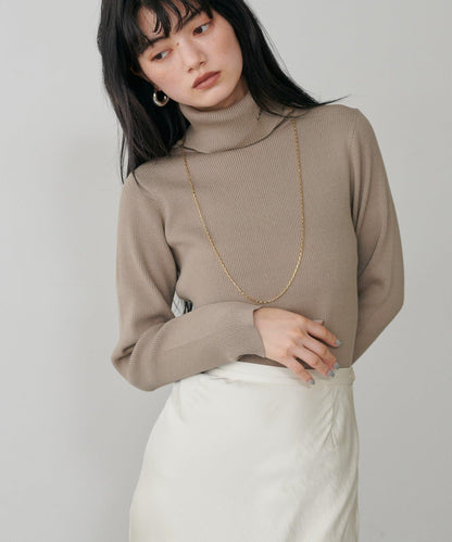 LARUTA標誌刺繡羅紋高領衫