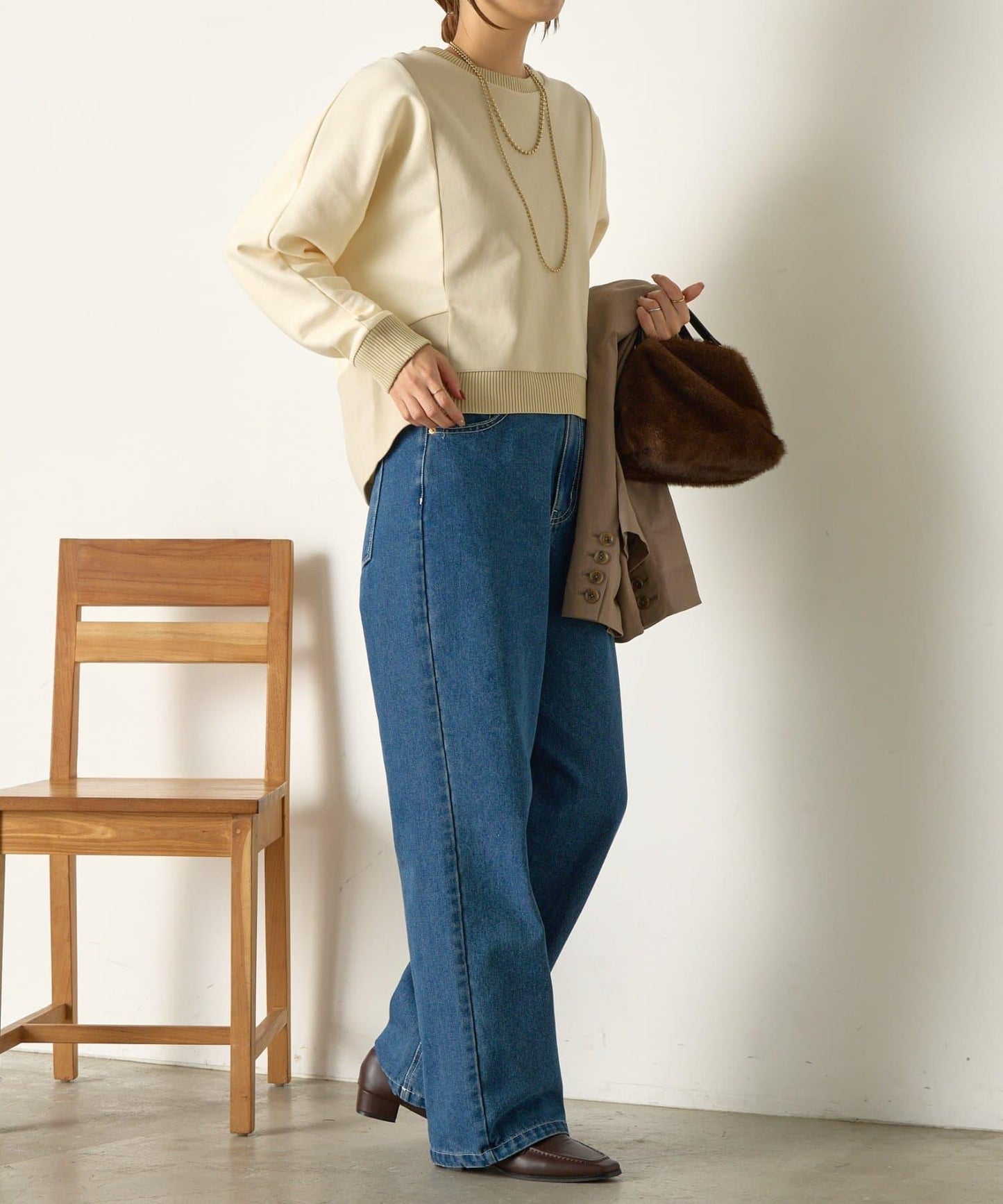 拼色蝙蝠袖箱型T恤