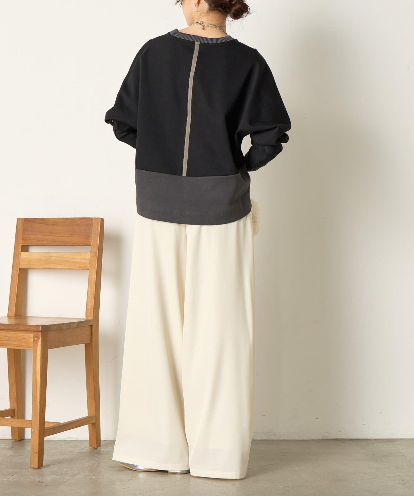 拼色蝙蝠袖箱型T恤