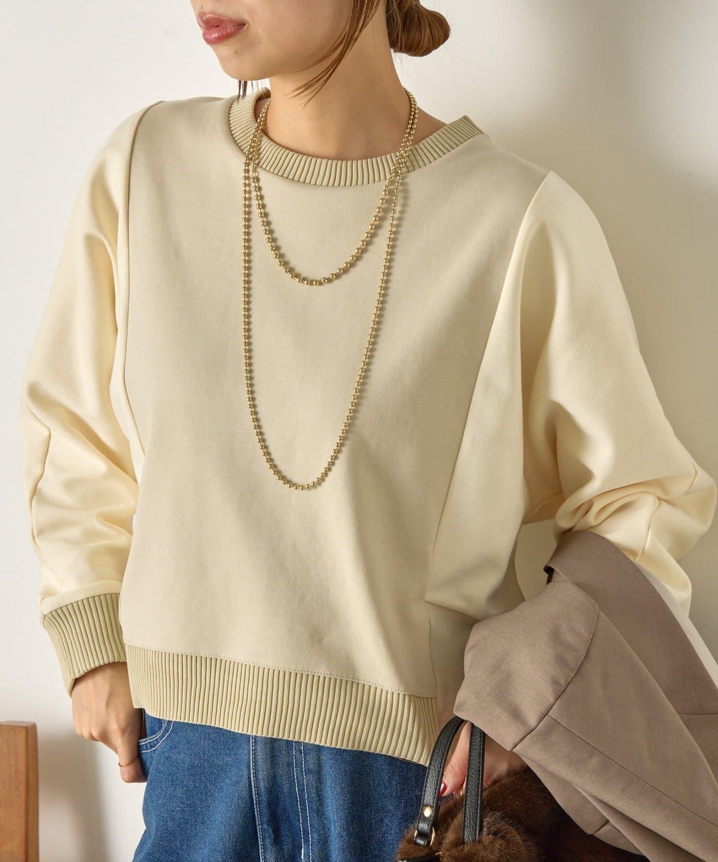 拼色蝙蝠袖箱型T恤