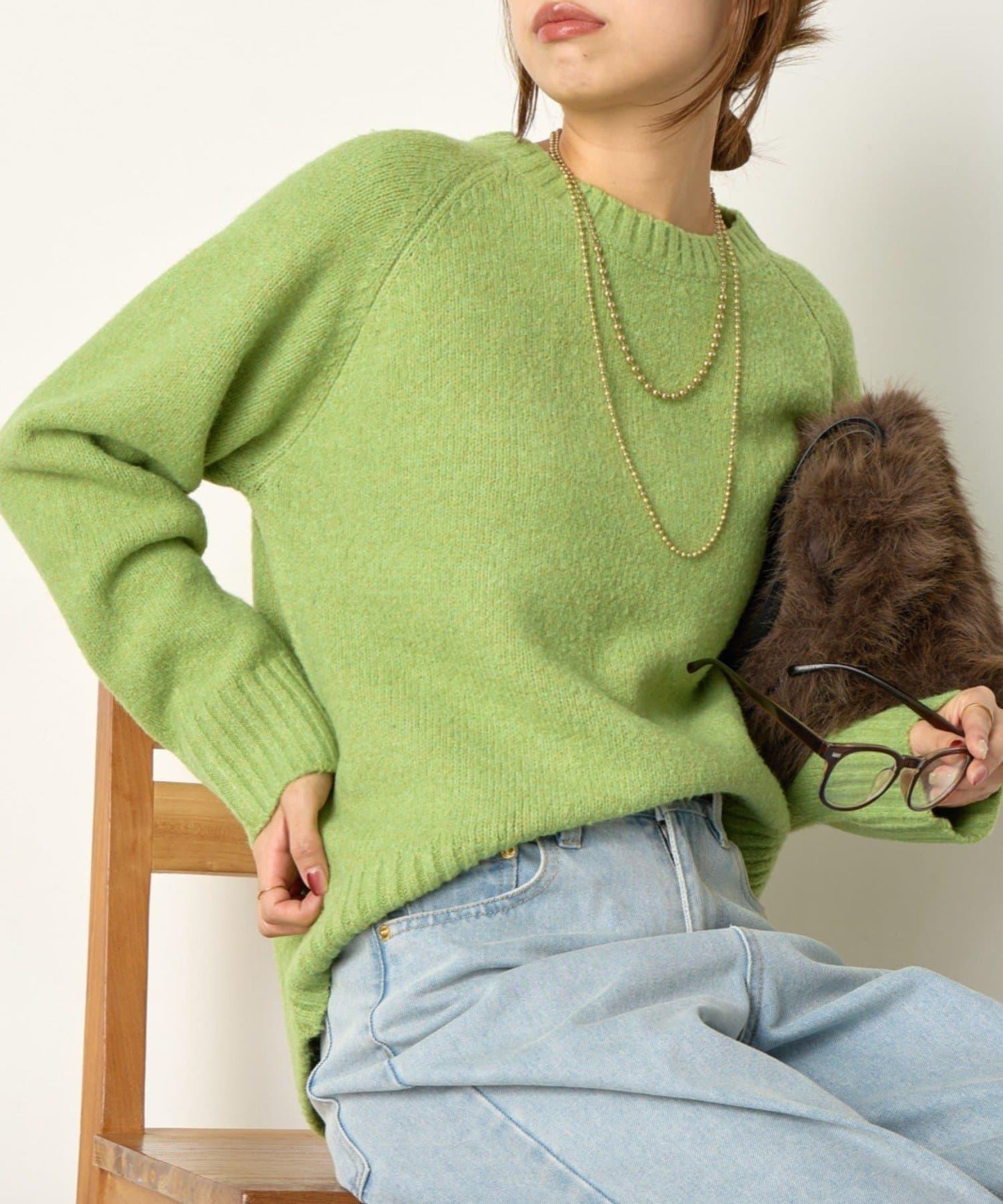 羊毛感圓領針織衫