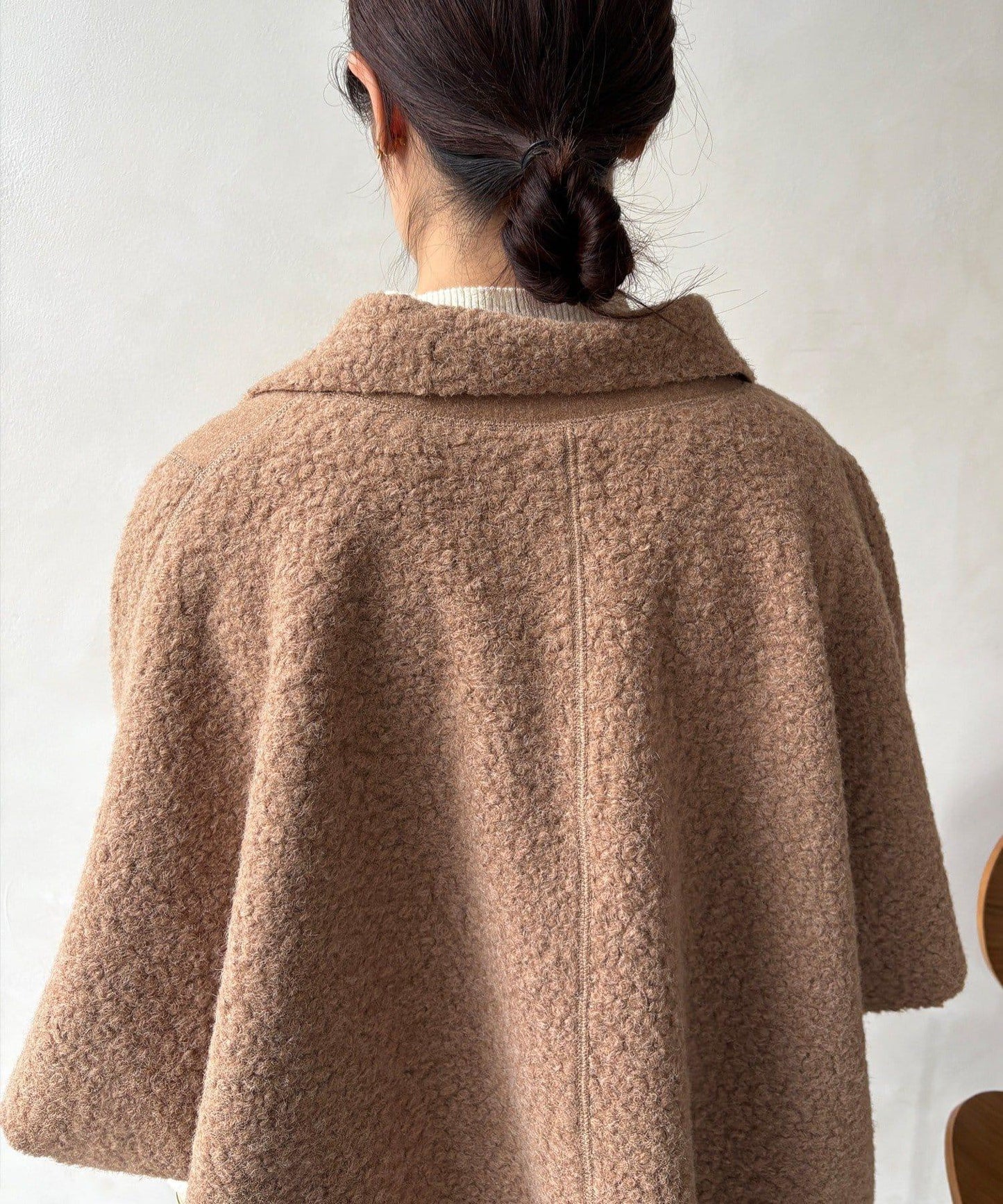 可雙面穿羊羔絨拉鍊斗篷大衣