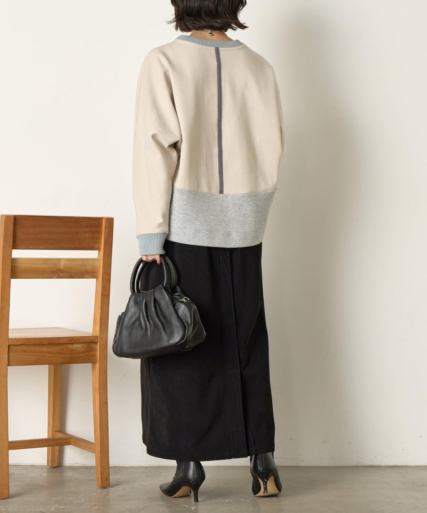 拼色蝙蝠袖箱型T恤