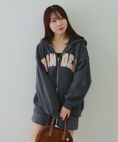 大LOGO拉鍊連帽衛衣