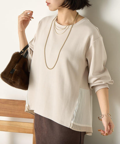下襬百褶拼接針織上衣