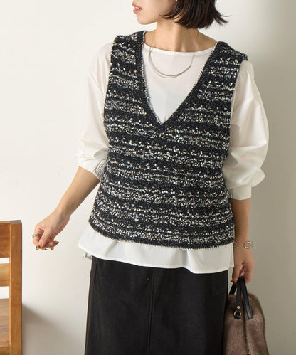 推文風格馬甲套裝襯衫