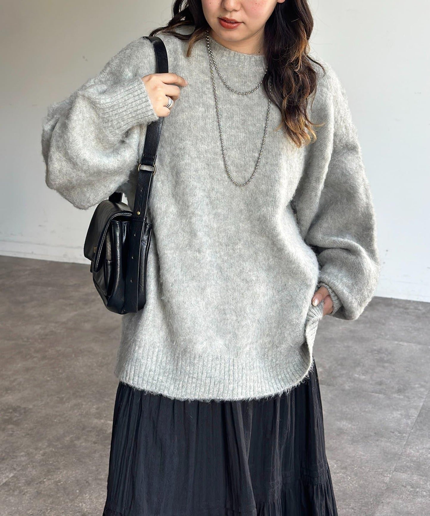 MIX紗仿馬海毛針織衫