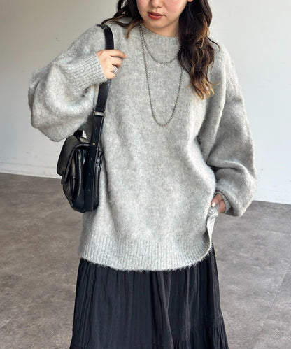 MIX紗仿馬海毛針織衫