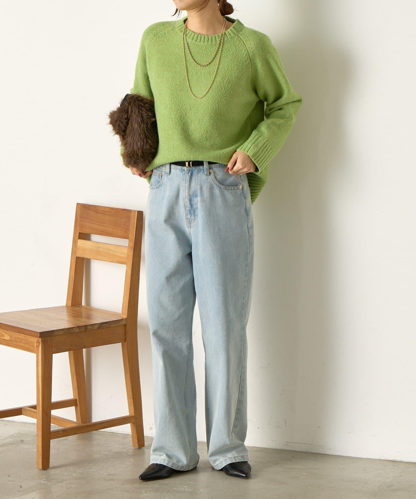 羊毛感圓領針織衫