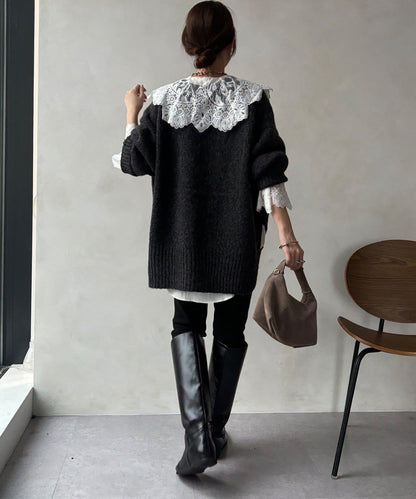 寬鬆版型V領針織開衫