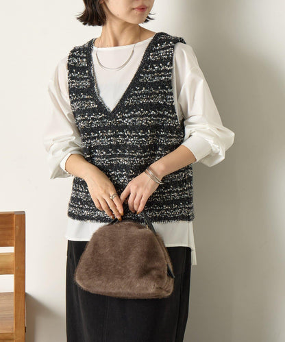 推文風格馬甲套裝襯衫