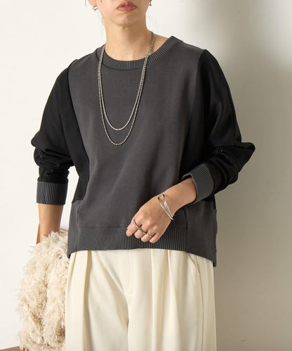 拼色蝙蝠袖箱型T恤