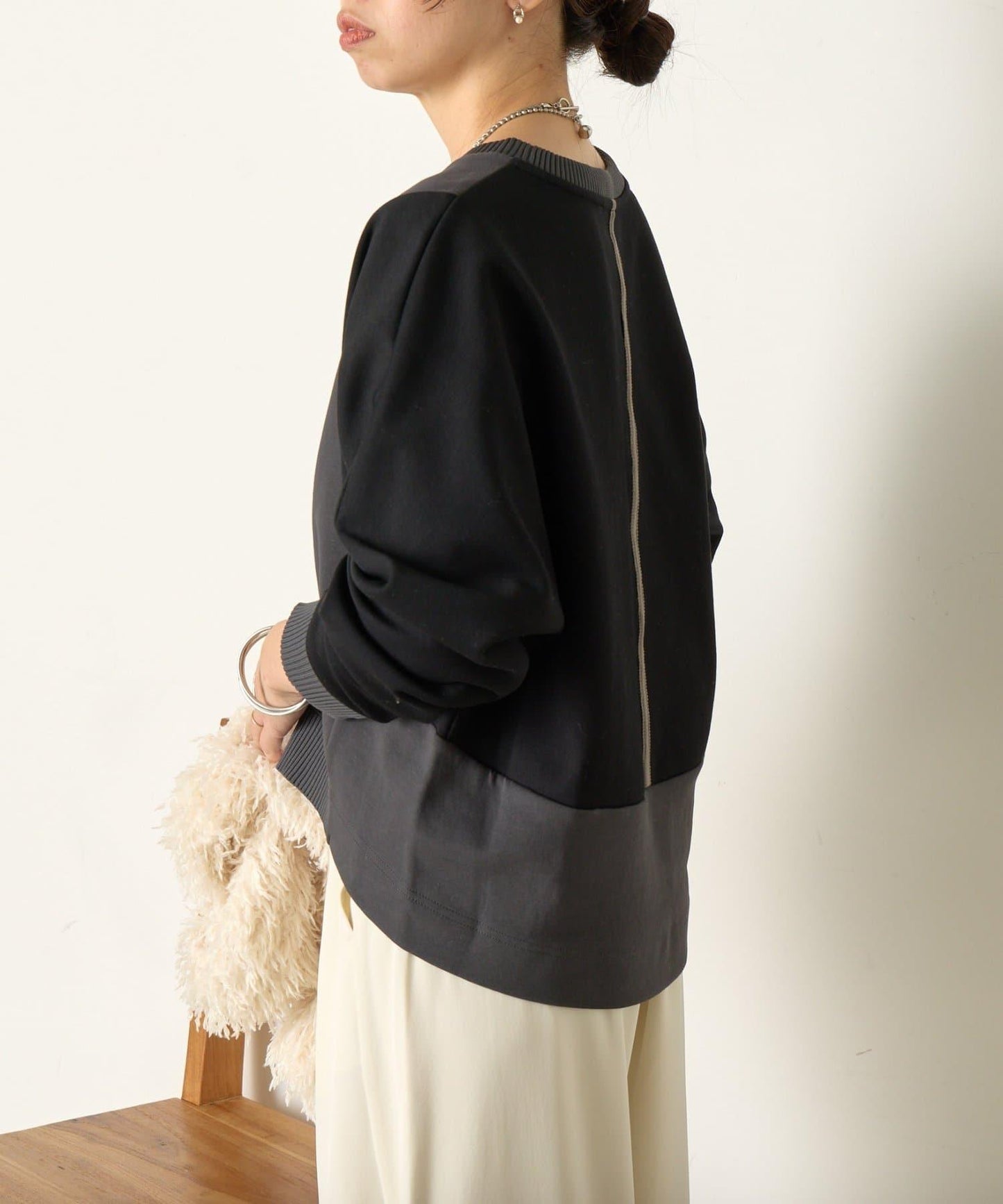 拼色蝙蝠袖箱型T恤