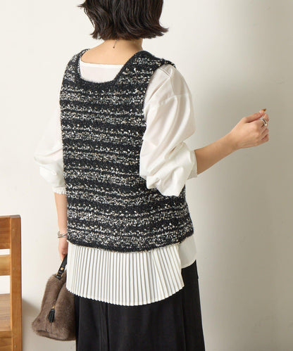 推文風格馬甲套裝襯衫