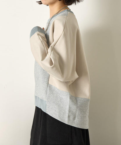 拼色蝙蝠袖箱型T恤