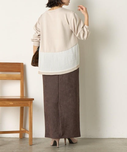 下襬百褶拼接針織上衣