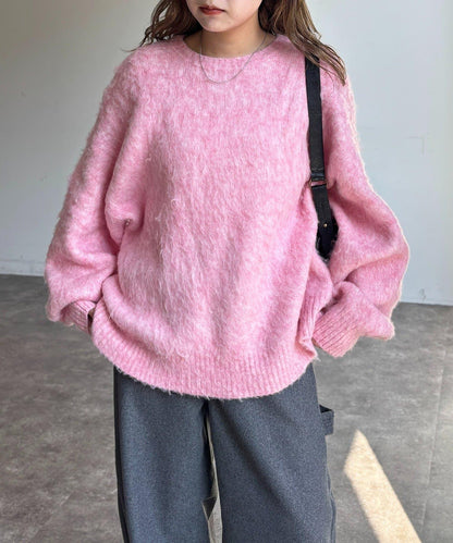 MIX紗仿馬海毛針織衫