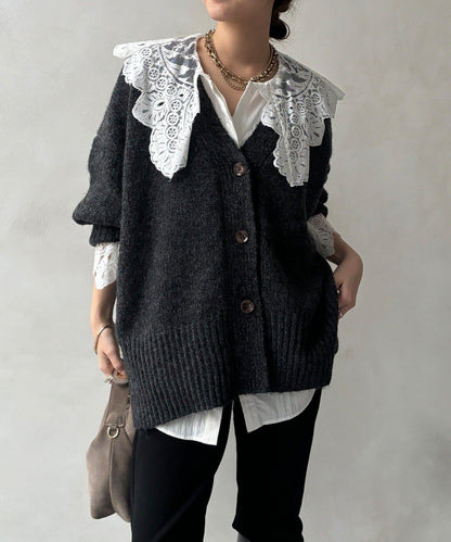 寬鬆版型V領針織開衫