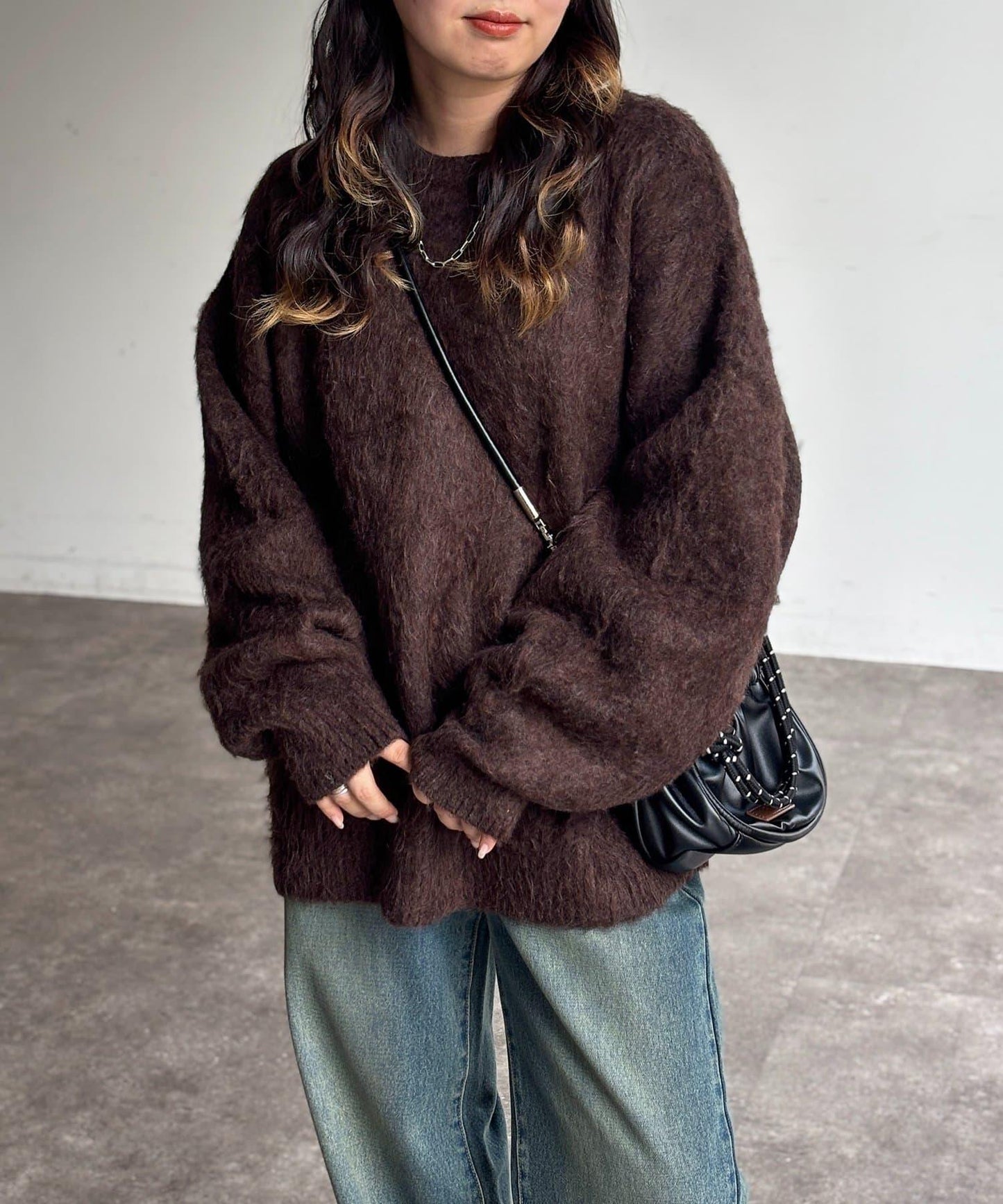 MIX紗仿馬海毛針織衫