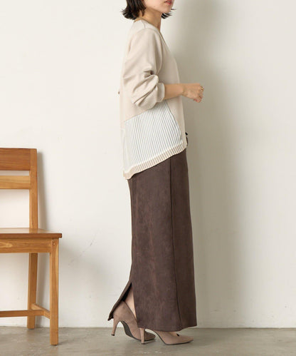 下襬百褶拼接針織上衣