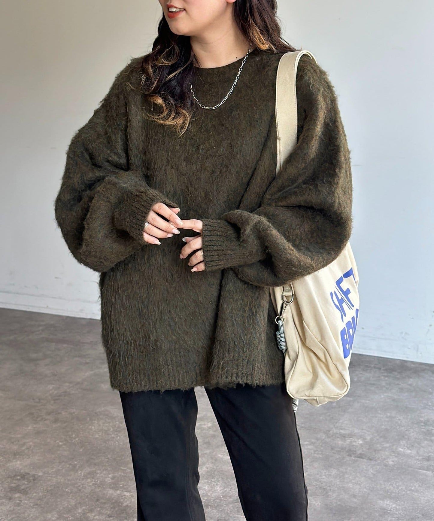 MIX紗仿馬海毛針織衫